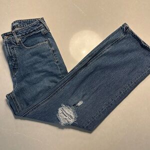 Old Navy Wide Leg Distressed Blue Jeans